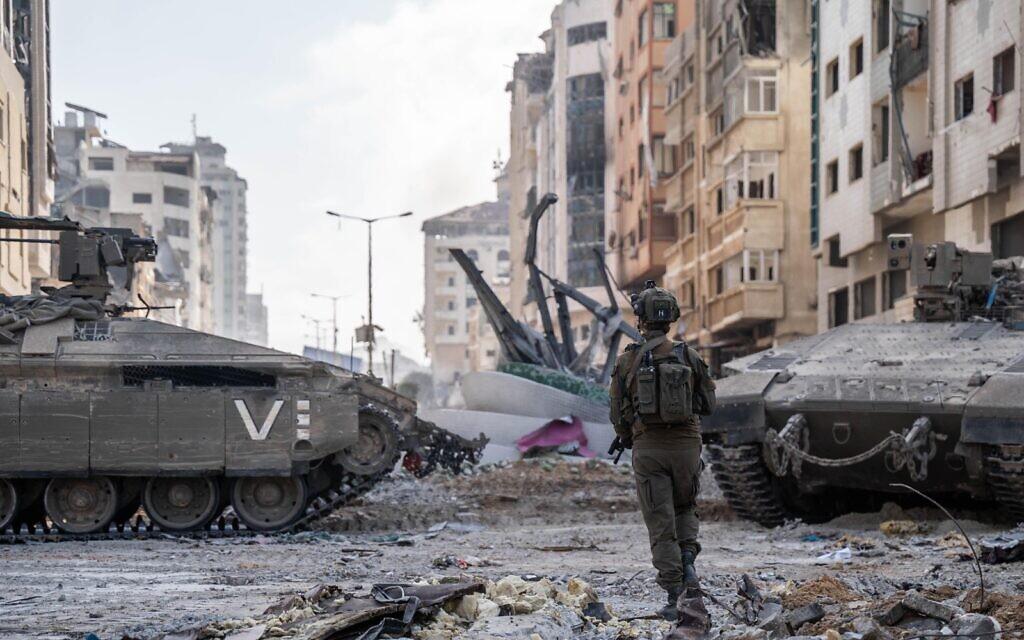 IDF tanks and trooper in Gaza City November 11, 2023 IDF photo